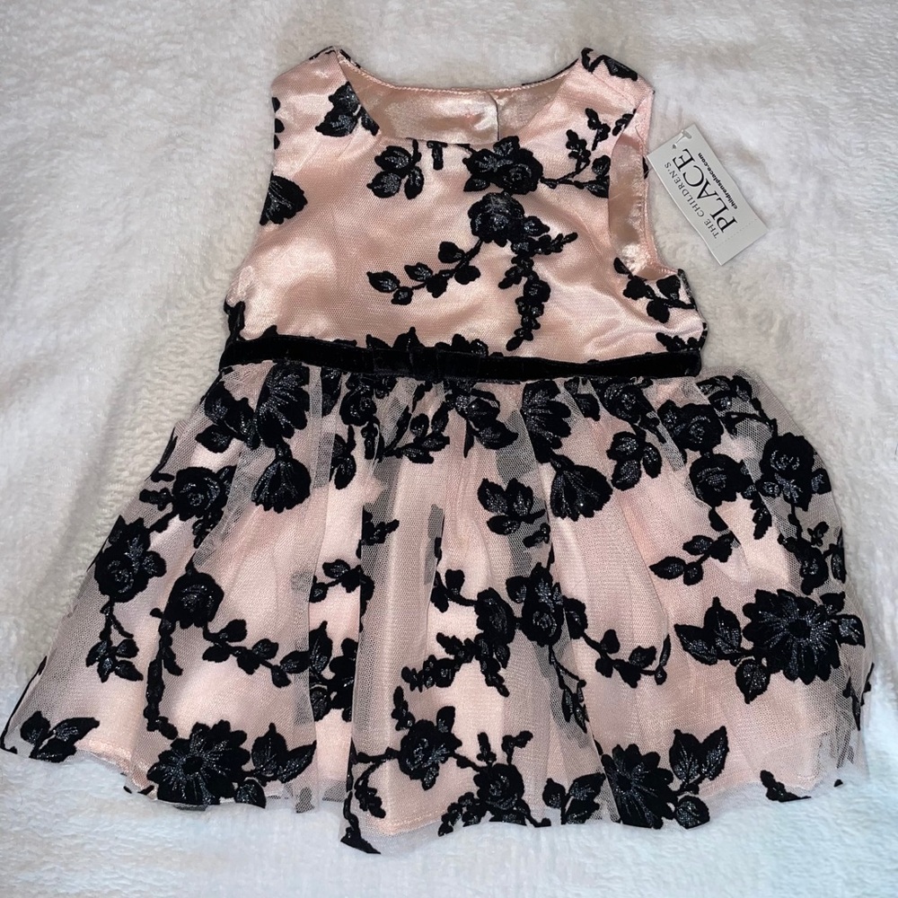 The Children's Place Pink & Black Floral Dress